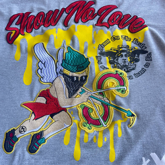 Civilized Shirt Mens Small Gray Embroidered Show No Love Short Sleeve - Picture 3 of 14